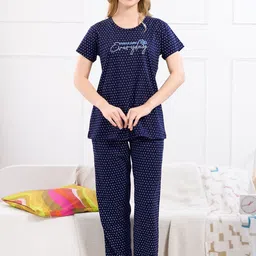 QUIRA Women Typography Printed Pure Cotton Night suit-image-16