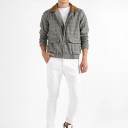 Campus Sutra Men Checked Lightweight Bomber Jacket image 3
