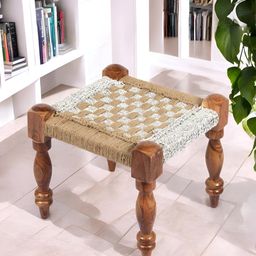 Ikiriya Brown & Beige Wooden Anti-Skid Stool-picture-2
