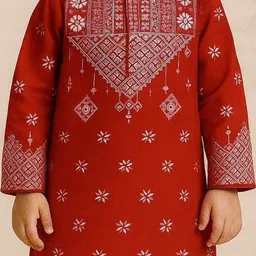 AHLAN APPARELS Boys Ethnic Motifs Embroidered Regular Thread Work Pure Cotton Kurta with Pyjamas image 2