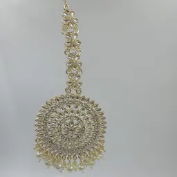 JMBW INTERNATIONAL Sterling Silver Gold Plated Kundan Studded & Beaded Jewellery Set image 3