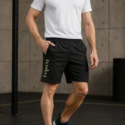 LEE BONEE Men Black Elasticated Casual Solid Running Sports Shorts image 4