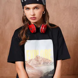 The Roadster Lifestyle Co Printed Pure Cotton Oversized Fit T-Shirt-image-89