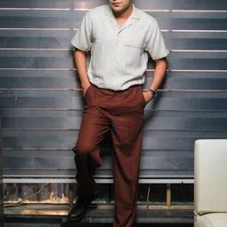 JAVINISHKA Men Comfort Cuban Collar Typography Printed Linen Casual Shirt image 5