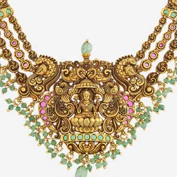 Kushal's Fashion Jewellery Gold-Plated Cubic Zirconia-Studded Antique Jewellery Set image 5