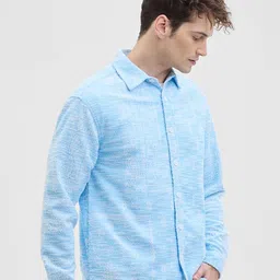Snitch Men Relaxed Fit Spread Collar Textured Casual Shirt image 5