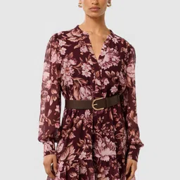 Forever New Women Floral Printed Bishop Sleeve Drop-Waist Mini Dress-image-8