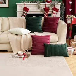 Khooti Green & Red Set of 2 Square Cushion Covers image 4