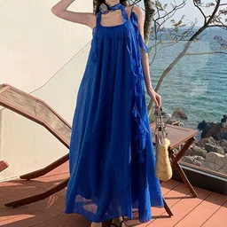 bebe Women Shoulder Straps A-Line Maxi Dress-picture-37