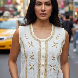 ZHOF Embellished Embroidered Cotton Crop Top-picture-16