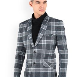 ESSENTIELE Checked Notched Lapel Single Breasted Woollen Blazer-picture-6