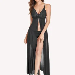 samvar Women Blue,Black Net Lace Baby Doll Hot Nighties Honeymoon Dress Newly Married Couples-picture-29