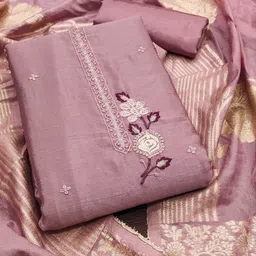 KALINI Women Lavender Embellished Silk Blend Unstitched Dress Material-image-18