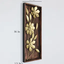 vedas Mystic Indiana Gold-Toned & BrownTextured Metal Apollo Flower Wall Decor image 2