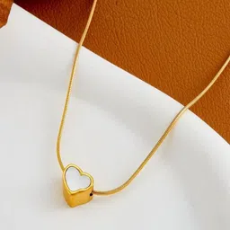 TEULRIP Stainless Steel Gold-Plated Heart Shaped Minimal Necklace-image-75
