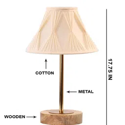 Devansh Off White Textured Wood Frusturical Shaped Table Lamp-picture-12