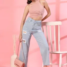 STYLECAST X KASSUALLY Women Loose Flared Mildly Distressed Jeans image 3