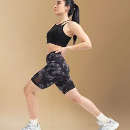 JOLGER Women Camouflage Printed Skinny Fit High-Rise Dri-FIT Running Shorts image 5