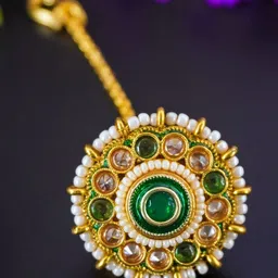 Richlook Gold-Plated Kundan Studded & Pearls Beaded Maang Tikka-picture-17