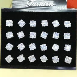 Shivarth Set of 12 Silver-Plated Metal American Diamond Earrings-picture-22