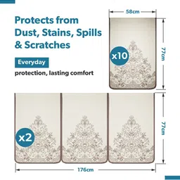 Kuber Industries Brown & White Printed Cotton Sofa Cover With Arms image 2