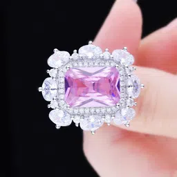 Jewels Galaxy Silver-Plated Cubic Zirconia Studded Finger Ring image 4