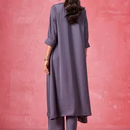 Sangria Women Solid A-Line Kurta with Palazzo image 5