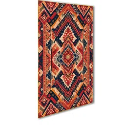 nestroots Brown & Red 3 Pieces Southwestern Geometric Printed Canvas Paintings Wall Arts image 3