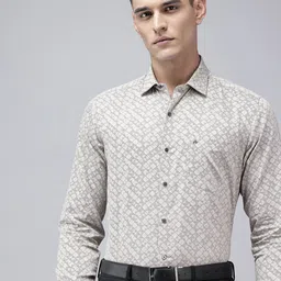 Arrow Manhattan Slim Fit Geometric Printed Pure Cotton Formal Shirt-image-38