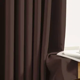 HOMEBREW FURNISHINGS Brown 2 Pieces Black Out Long Door Curtains image 2