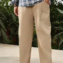 Instafab Plus Men Plus Size Comfort Relaxed Fit Easy Wash Trousers image 5