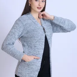 Winter Wonders Women Self Design V-Neck Cardigan image 5