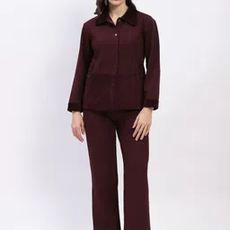 Global Republic Women Self Design Shirt Collar Shirt and Pyjamas Night suit-image-7