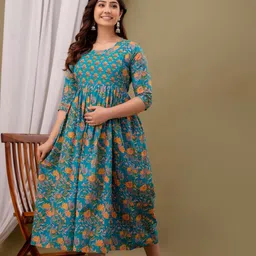 Moda Rapido Women Floral Printed Thread Work Maternity Anarkali Kurta image 2