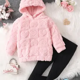 INCLUD Girls Self Design Fleece Hooded Sweatshirt With Leggings-image-76