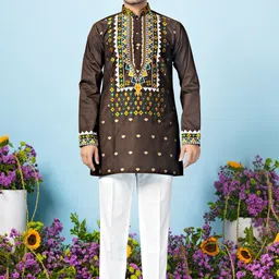 House Of Sanskruti Men Flared Sleeves Jacquard Handloom Kurta-picture-33