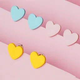 Bishty Fashion Set Of 3 Stainless Steel Heart Shaped Studs-image-16