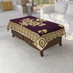 Furnishing Hut 6-Seater Premium Velvet Flower Printed Chenille Center Table Cloth Cover-image-36