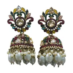 MYSTERIOUSMART Floral Jhumkas Earrings image 4
