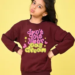 NUSYL Girls Typography Printed Round Neck Long Sleeves Pullover Sweatshirt-picture-33