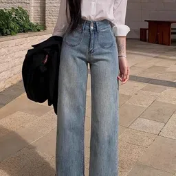 StyleCast Women Wide Leg High-Rise Light Fade Jeans image 2