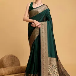 House Of Pataudi Pure Silk Zari Kanjivaram Saree With Unstitched Blouse Piece-image-29