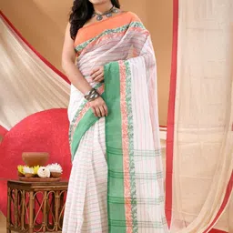 TANTLOOM Striped Pure Cotton Taant Saree-image-56