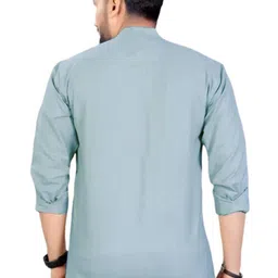 AMRIT TOP WEAR Selection Of 2 Band Collar Roll-Up Sleeves Pure Cotton Straight Kurtas image 4