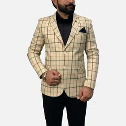 GARGIAN Master Cut Men Brown Checked Slim-Fit Single Breasted Suit-picture-22