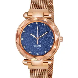 CSAMON Women Embellished Dial & Stainless Steel Bracelet Style Straps Analogue Watch GR_379_RoseGold Blue-picture-12
