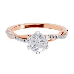 Sparkles 14KT Gold 0.90 Ct Lab Grown Round Twisted Solitaire Diamond Ring - 2.29 g-picture-14