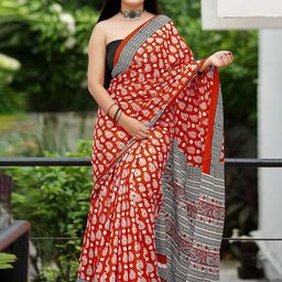 HERE&NOW Paisley Pure Cotton Bhagalpuri Saree-picture-38