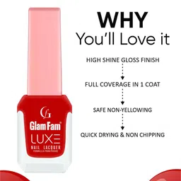 GlamFam Luxe Set Of 2 Glossy Finish Nail Lacquer - 12 ml Each - Blood Red 58 image 4
