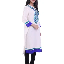 Inara Robes Cotton Flared Sleeves V-Neck Straight Thread Work Kurta image 2